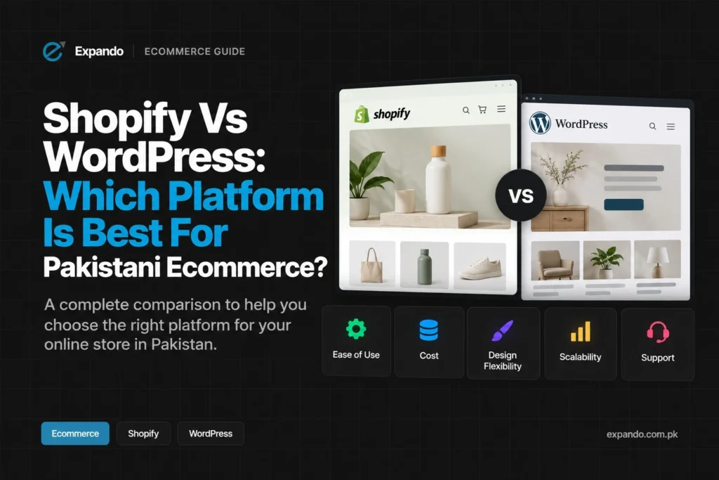 Feature Image of Shopify Vs WordPress: Which Platform Is Best For Pakistani Ecommerce.